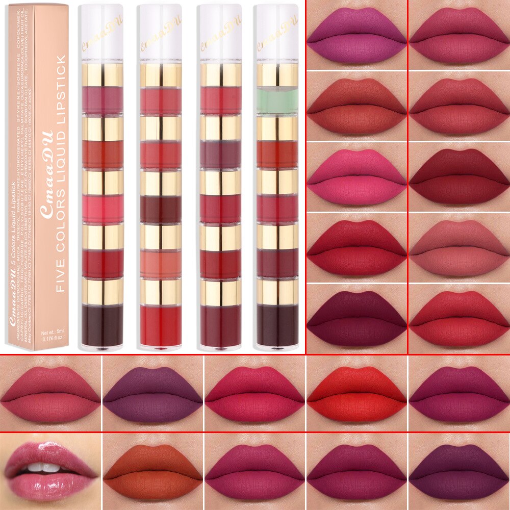 5 Colors Makeup Matte Lipstick Waterproof Long Lasting liquid Lip Stick