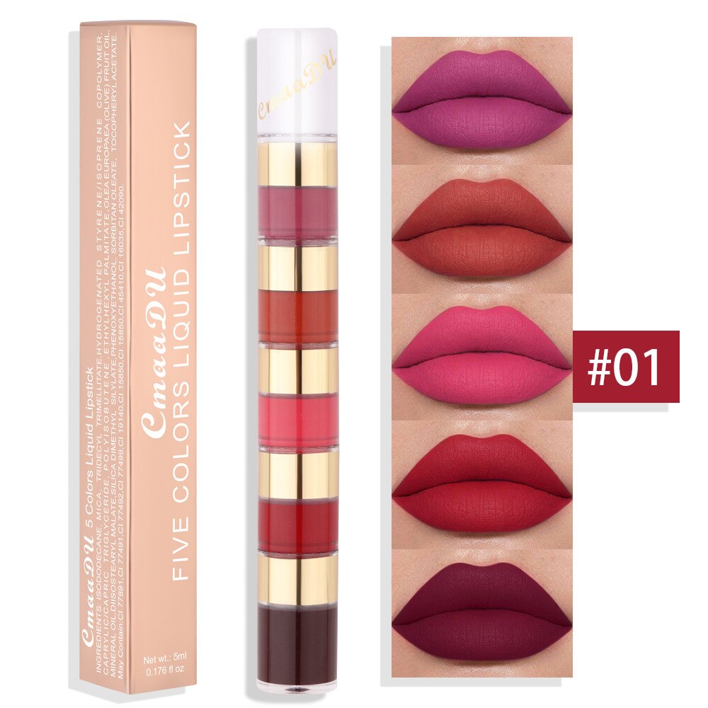 5 Colors Makeup Matte Lipstick Waterproof Long Lasting liquid Lip Stick